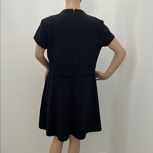 Donna Morgan Black Short Sleeve Midi Cocktail Dress Back Zip - Size 10 - Picture 2 of 10